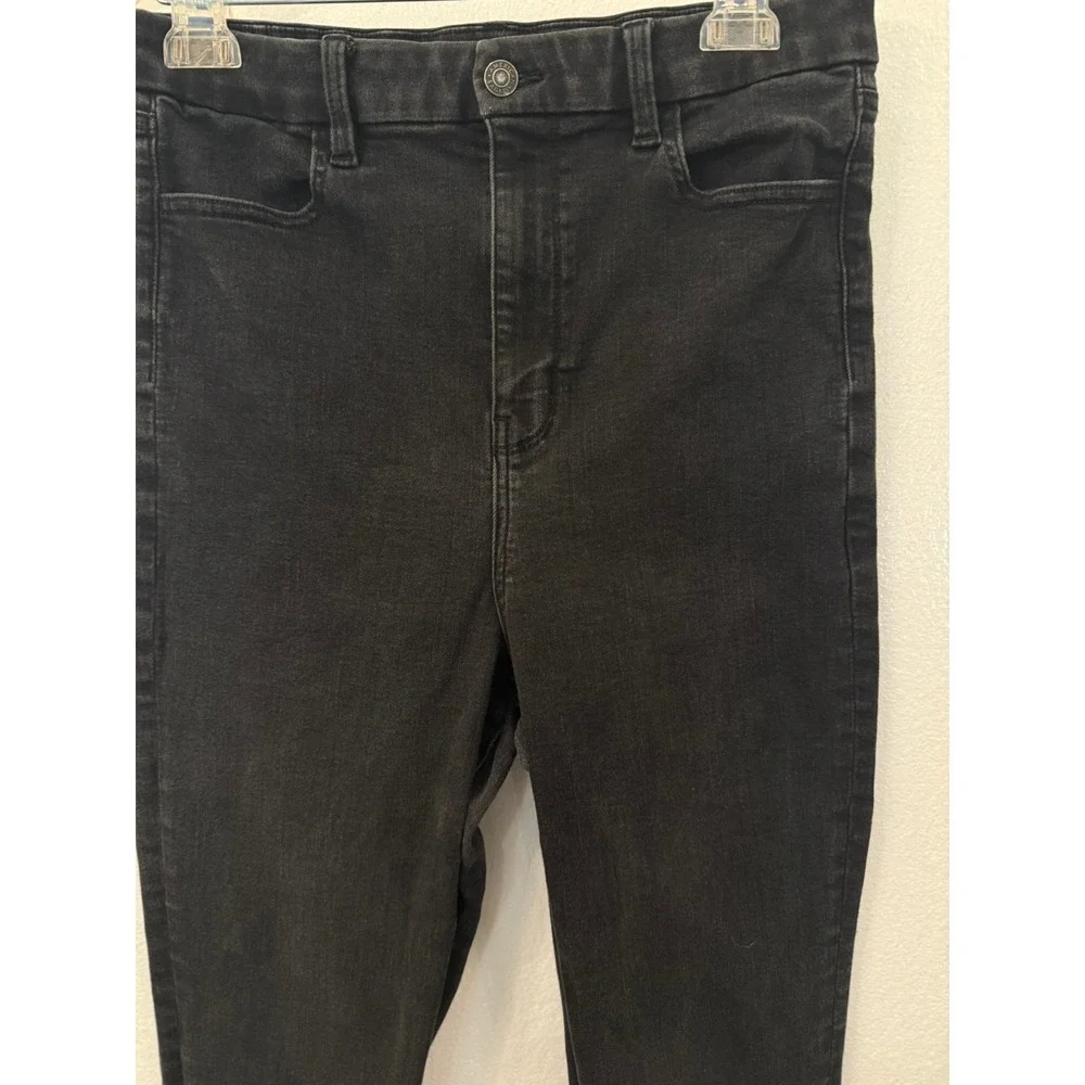 Women's American‎ Eagle Ne(x)t Level Stretch Faded Black Jeans Size 14 Long